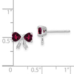 Load image into Gallery viewer, 14k White Gold Polished Created Ruby Bow Post Earrings