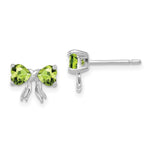 Load image into Gallery viewer, 14k White Gold Polished Peridot Bow Post Earrings