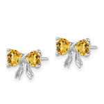 Load image into Gallery viewer, 14k White Gold Polished Citrine Bow Post Earrings