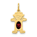 Load image into Gallery viewer, 14K Yellow Gold Girl 6x4 Oval Genuine Garnet-January Birthstone Charm Pendant