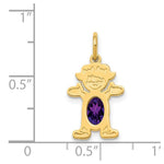 Load image into Gallery viewer, 14K Yellow Gold Girl 6x4 Oval Genuine Amethyst-February Birthstone Charm Pendant