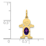 Load image into Gallery viewer, 14K Yellow Gold Boy 6x4 Oval Genuine Amethyst-February Birthstone Charm Pendant