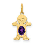 Load image into Gallery viewer, 14K Yellow Gold Boy 6x4 Oval Genuine Amethyst-February Birthstone Charm Pendant