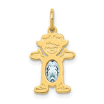 Load image into Gallery viewer, 14K Yellow Gold Girl 6x4 Oval Genuine Aquamarine-March Birthstone Charm Pendant