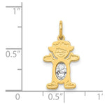 Load image into Gallery viewer, 14K Yellow Gold Girl 6x4 Oval Genuine White Topaz-April Birthstone Charm Pendant