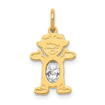 Load image into Gallery viewer, 14K Yellow Gold Girl 6x4 Oval Genuine White Topaz-April Birthstone Charm Pendant