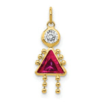 Load image into Gallery viewer, 14K Yellow Gold July Girl Birthstone Charm Birthstone Charm Pendant