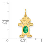 Load image into Gallery viewer, 14K Yellow Gold Girl 6x4 Oval Genuine Emerald-May Birthstone Charm Pendant