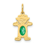 Load image into Gallery viewer, 14K Yellow Gold Girl 6x4 Oval Genuine Emerald-May Birthstone Charm Pendant