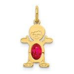 Load image into Gallery viewer, 14K Yellow Gold Boy 6x4 Oval Genuine Ruby-July Birthstone Charm Pendant