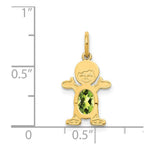 Load image into Gallery viewer, 14K Yellow Gold Boy 6x4 Oval Genuine Peridot-August Birthstone Charm Pendant