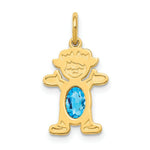 Load image into Gallery viewer, 14K Yellow Gold Girl 6x4 Oval Genuine Blue Topaz-December Birthstone Charm Pendant