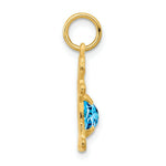 Load image into Gallery viewer, 14K Yellow Gold Girl 6x4 Oval Genuine Blue Topaz-December Birthstone Charm Pendant