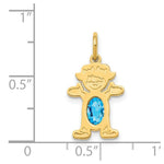 Load image into Gallery viewer, 14K Yellow Gold Girl 6x4 Oval Genuine Blue Topaz-December Birthstone Charm Pendant