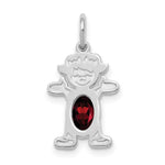 Load image into Gallery viewer, 14K White Gold Girl 6x4 Oval Genuine Garnet-January Birthstone Charm Pendant