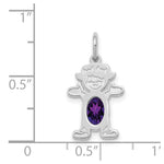 Load image into Gallery viewer, 14K White Gold Girl 6x4 Oval Genuine Amethyst-February Birthstone Charm Pendant