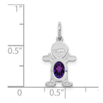 Load image into Gallery viewer, 14K White Gold Boy 6x4 Oval Genuine Amethyst-February Birthstone Charm Pendant
