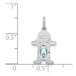 Load image into Gallery viewer, 14K White Gold Boy 6x4 Oval Genuine Aquamarine-March Birthstone Charm Pendant