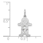 Load image into Gallery viewer, 14K White Gold Boy 6x4 Oval Genuine White Topaz-April Birthstone Charm Pendant