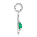 Load image into Gallery viewer, 14K White Gold Girl 6x4 Oval Genuine Emerald-May Birthstone Charm Pendant