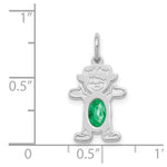 Load image into Gallery viewer, 14K White Gold Girl 6x4 Oval Genuine Emerald-May Birthstone Charm Pendant