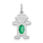 Load image into Gallery viewer, 14K White Gold Girl 6x4 Oval Genuine Emerald-May Birthstone Charm Pendant