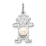 Load image into Gallery viewer, 14K White Gold Girl 4mm Freshwater Cultured Pearl-June Birthstone Charm Pendant