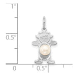 Load image into Gallery viewer, 14K White Gold Girl 4mm Freshwater Cultured Pearl-June Birthstone Charm Pendant