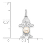 Load image into Gallery viewer, 14K White Gold Boy 4mm Freshwater Cultured Pearl-June Birthstone Charm Pendant