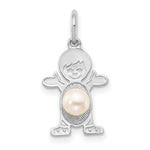 Load image into Gallery viewer, 14K White Gold Boy 4mm Freshwater Cultured Pearl-June Birthstone Charm Pendant