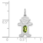Load image into Gallery viewer, 14K White Gold Girl 6x4 Oval Genuine Peridot-August Birthstone Charm Pendant