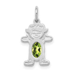 Load image into Gallery viewer, 14K White Gold Girl 6x4 Oval Genuine Peridot-August Birthstone Charm Pendant