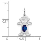 Load image into Gallery viewer, 14K White Gold Girl 6x4 Oval Genuine Sapphire-September Birthstone Charm Pendant