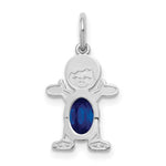Load image into Gallery viewer, 14K White Gold Boy 6x4 Oval Genuine Sapphire-September Birthstone Charm Pendant