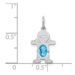 Load image into Gallery viewer, 14K White Gold Boy 6x4 Oval Genuine Blue Topaz-December Birthstone Charm Pendant