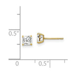 Load image into Gallery viewer, 14K Yellow Gold 4mm Square CZ Post Earrings