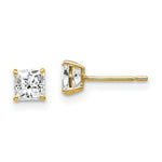Load image into Gallery viewer, 14K Yellow Gold 4mm Square CZ Post Earrings
