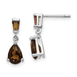 Load image into Gallery viewer, 14K White Gold Smoky Quartz Dangle Post Earrings