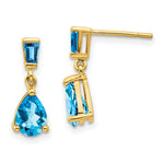Load image into Gallery viewer, 14K Yellow Gold Blue Topaz Dangle Post Earrings