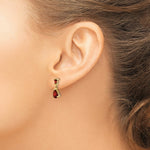 Load image into Gallery viewer, 14K Yellow Gold Garnet Dangle Post Earrings