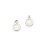 Load image into Gallery viewer, 14K White Gold (7-8mm) Button Freshwater Cultured Pearl Post Earrings