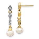 Load image into Gallery viewer, 14K & Rhodium 5-6mm Freshwater Cultured Pearl & Diamond Earrings