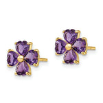 Load image into Gallery viewer, 14K Yellow Gold Heart-shaped Amethyst Flower Post Earrings 1.76-Carat tw