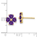 Load image into Gallery viewer, 14K Yellow Gold Heart-shaped Amethyst Flower Post Earrings 1.76-Carat tw