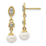Load image into Gallery viewer, 14K & Rhodium 6-7mm Freshwater Cultured Button Pearl & Diamond Post Earrings