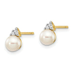 Load image into Gallery viewer, 14K Yellow Gold Diamond and 5-6mm Round Freshwater Cultured Pearl Post Earrings