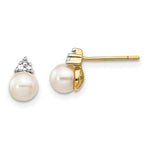 Load image into Gallery viewer, 14K Yellow Gold Diamond and 5-6mm Round Freshwater Cultured Pearl Post Earrings