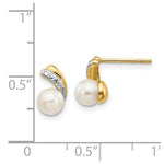 Load image into Gallery viewer, 14K Yellow Gold Diamond and 5-6mm Round Freshwater Cultured Pearl Post Earrings
