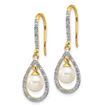 Load image into Gallery viewer, 14K Diamond and Freshwater Cultured Pearl Dangle Earrings