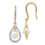 Load image into Gallery viewer, 14K Diamond and Freshwater Cultured Pearl Dangle Earrings